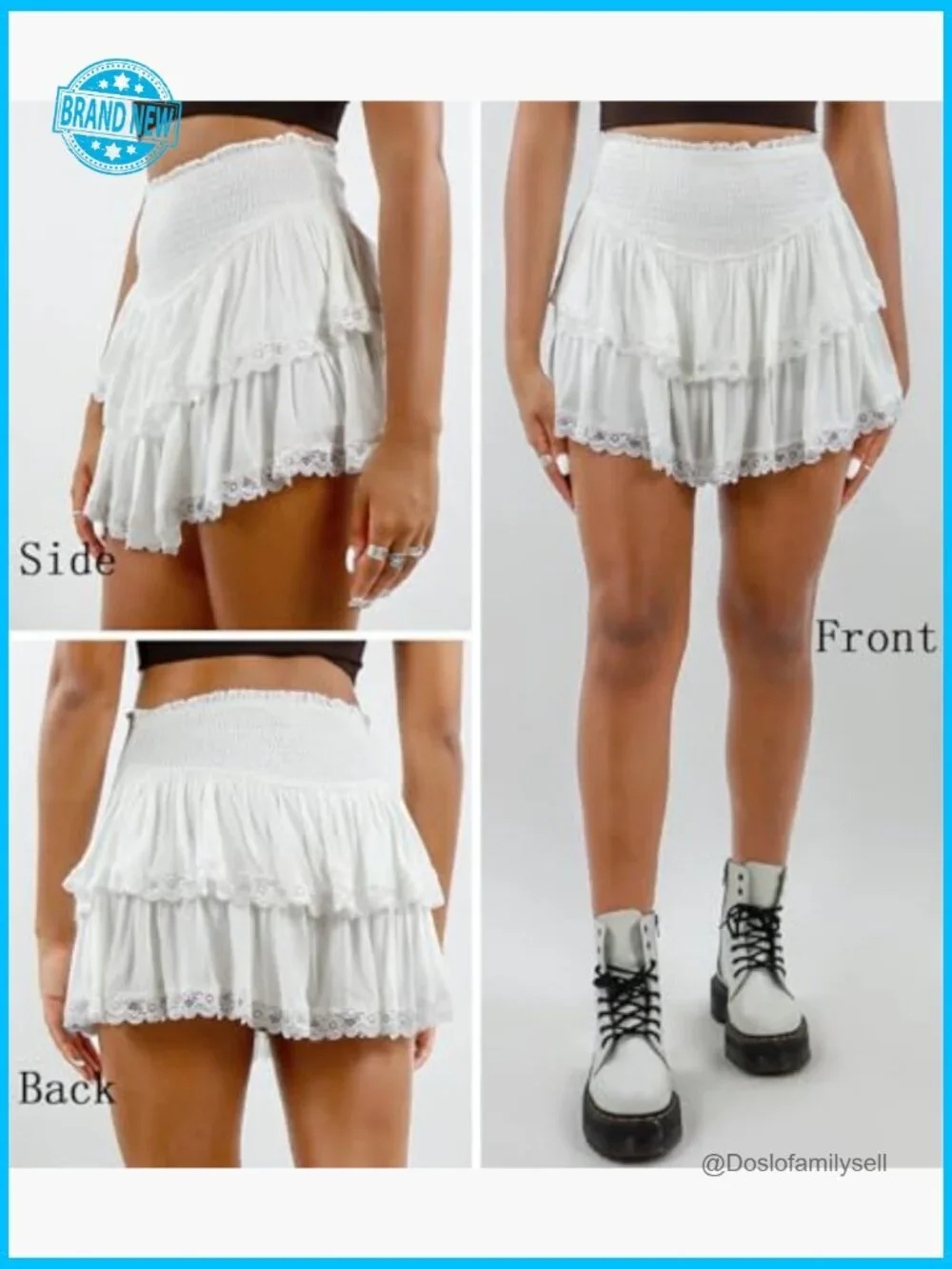 High Waist Ruffle Mini Skirt Flared Flowy Casual Swing Beach Short Skirt